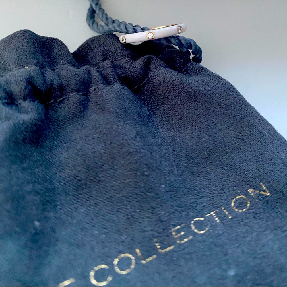 EF Collection 14K Gold and Diamond Enamel Ring